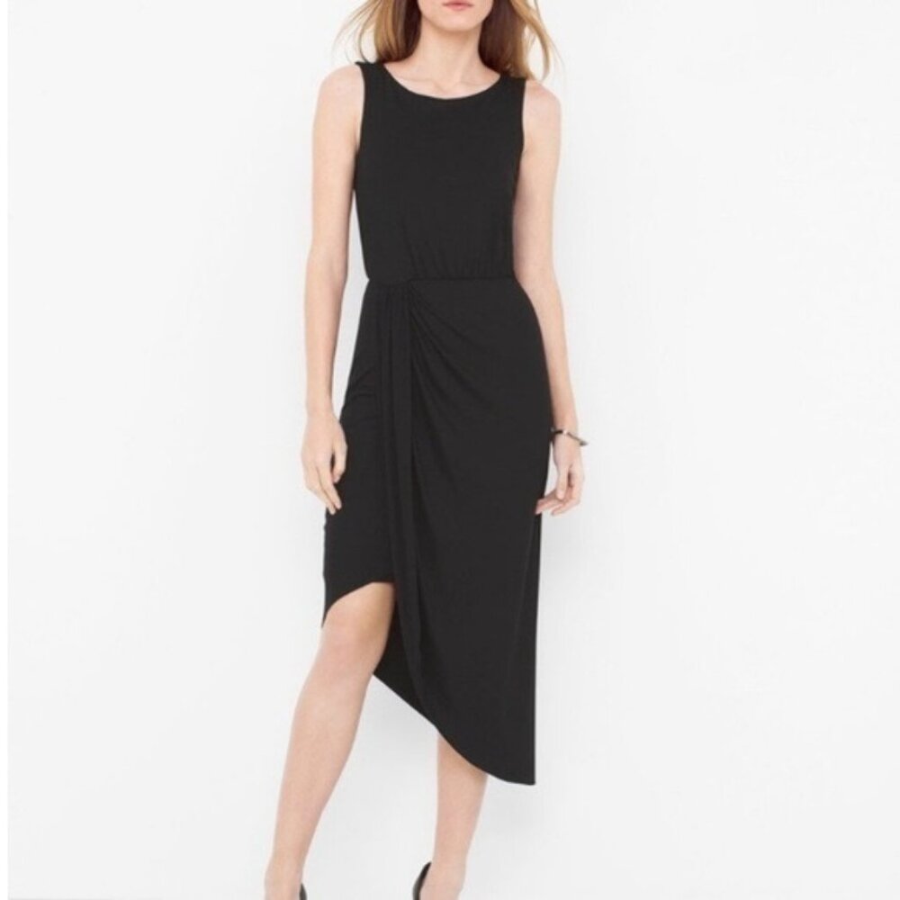 NWT White House Black Market Womens Size Large Sleeveless Drape Knit Midi Dress
